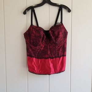 Cacique sexy bustier corset red and black size 22/24 Boned Wired Lightly…